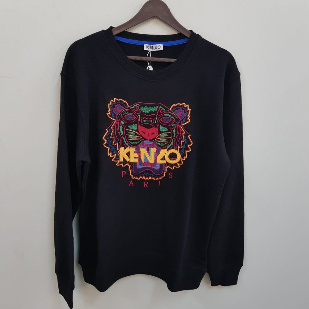 Kenzo Men Tiger Embroidered Black Sweatshirt